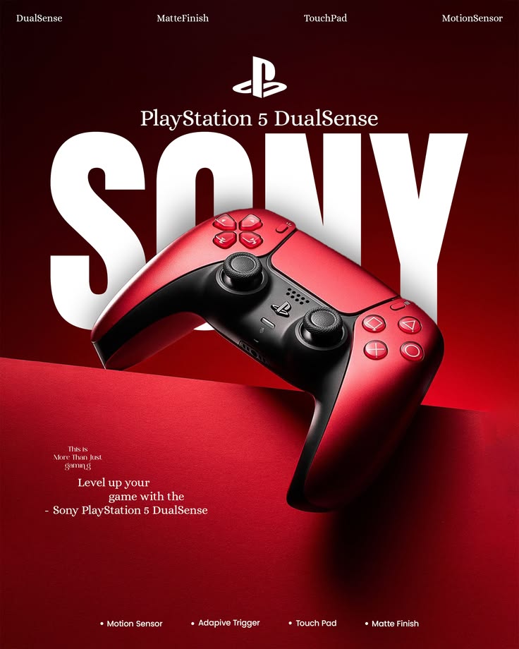 Crimson Edge _ PS5 DualSense Controller Creative Ad Design